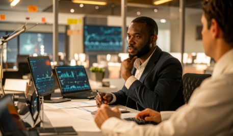 Empresa com homens líderes
