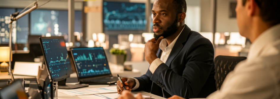 Empresa com homens líderes