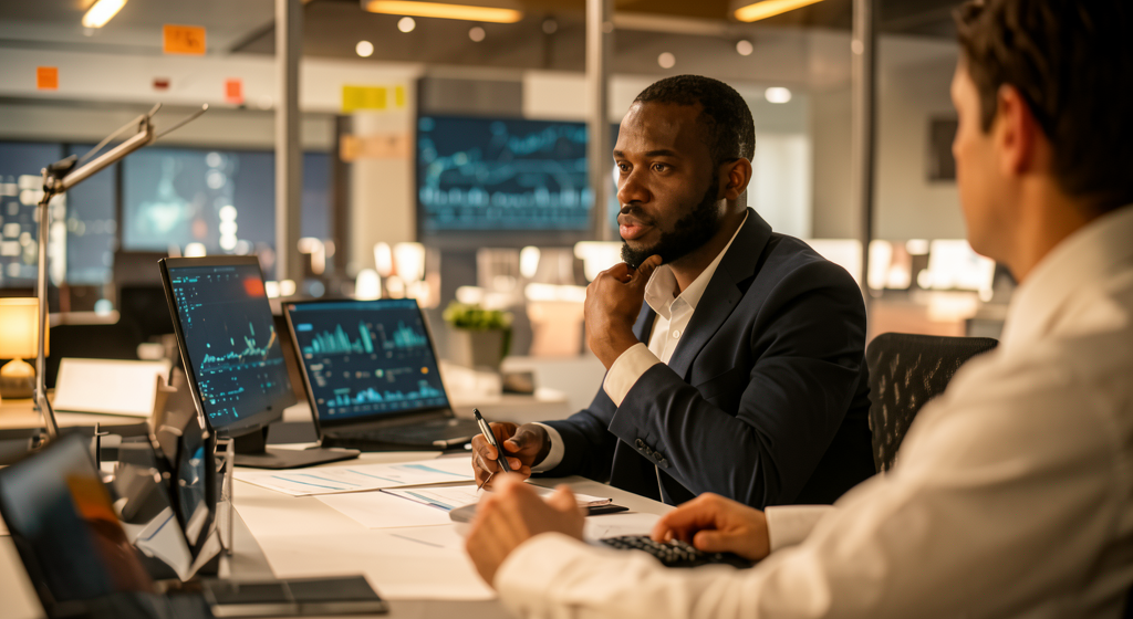 Empresa com homens líderes